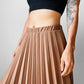 1970s Tan Elastic Waist Pleated Skirt - Sz. M/L