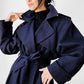 1980s Dark Eggplant Belted Double-Breasted Wool Trench Coat - Sz. S/M/L