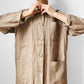 1980s Made in Canada Oatmeal Linen Button-Front Chore Style Shirt - S/M