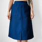 1970s Rich Navy Blue Zip Back A-line Skirt - Sz. M/L