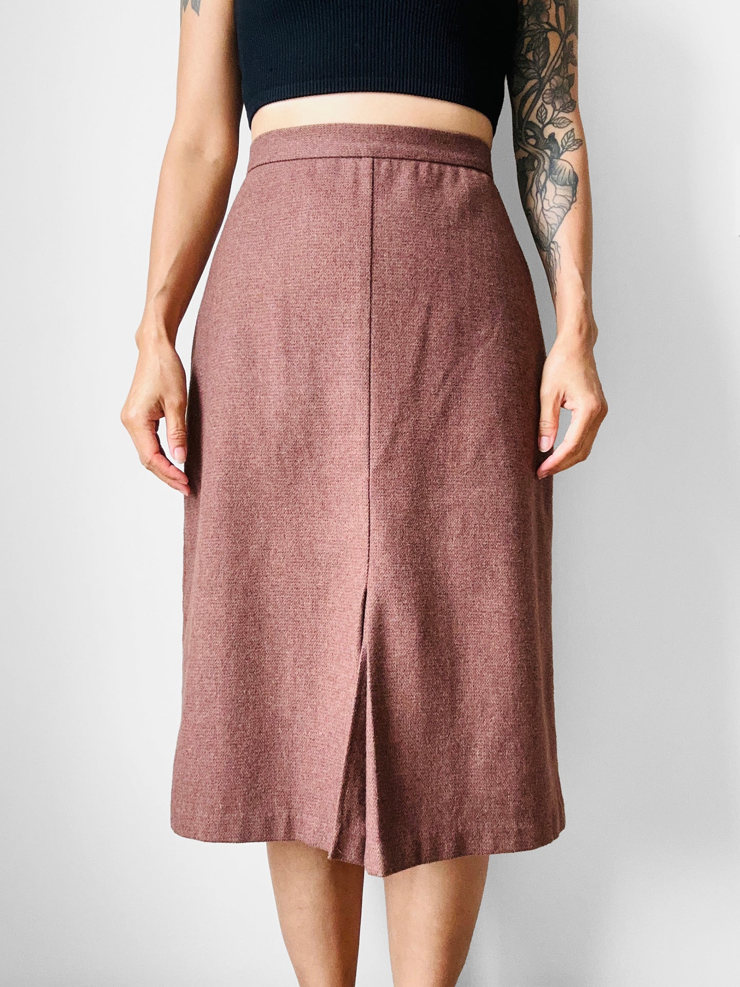 Vintage 1970s - 1980s A-line Inverted Pleat Skirt - Sz. S/M