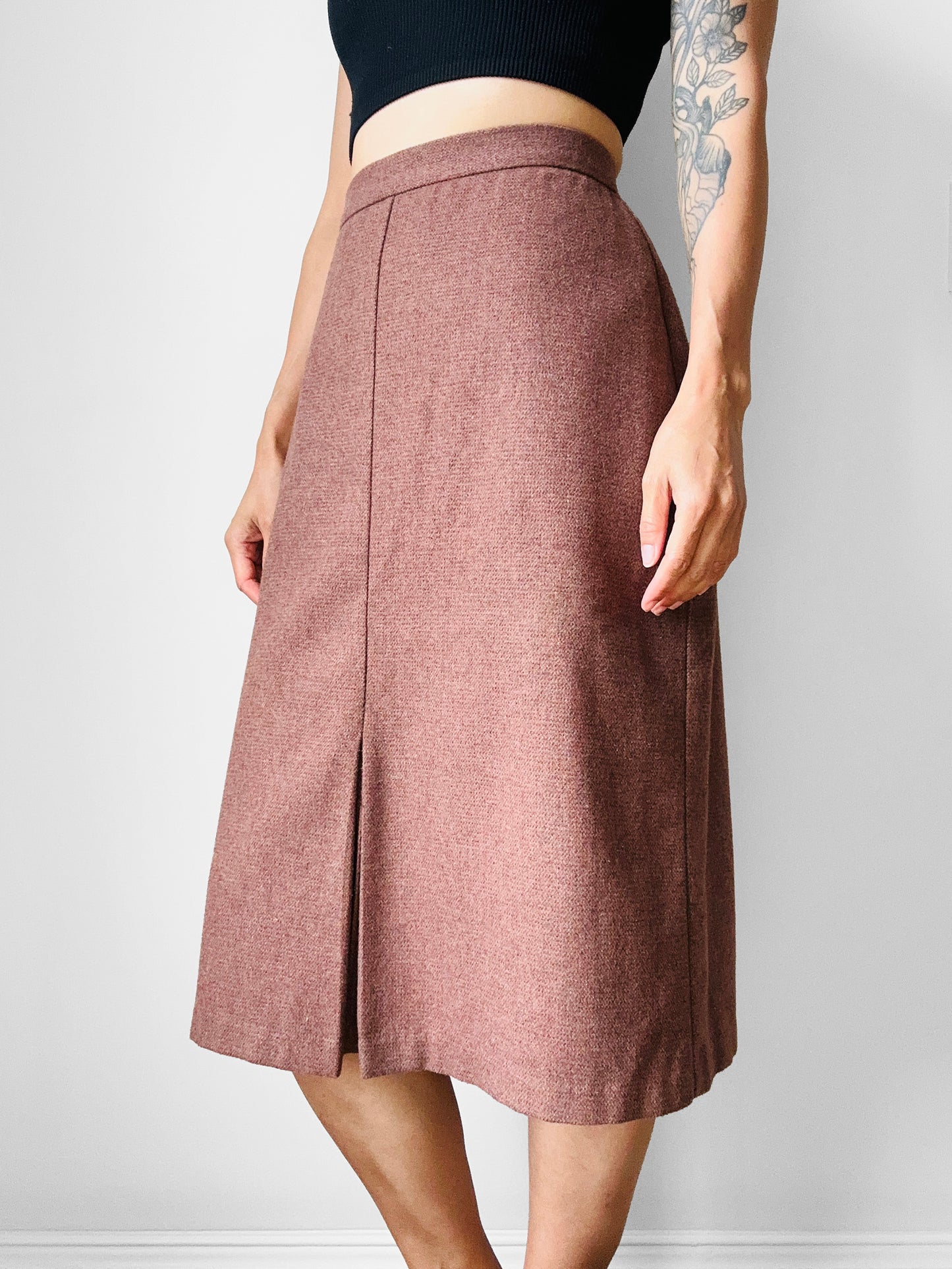 Vintage 1970s - 1980s A-line Inverted Pleat Skirt - Sz. S/M