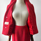 1960s Mid-Century Red Boucle Wool Skirt Suit with Decorative Tassel Buttons - Sz. Small