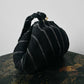 1950s Mid-Century Black Silver Ribbed Fabric Handbag with Coin Purse