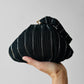 1950s Mid-Century Black Silver Ribbed Fabric Handbag with Coin Purse