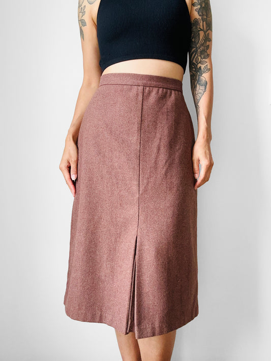 Vintage 1970s - 1980s A-line Inverted Pleat Skirt - Sz. S/M