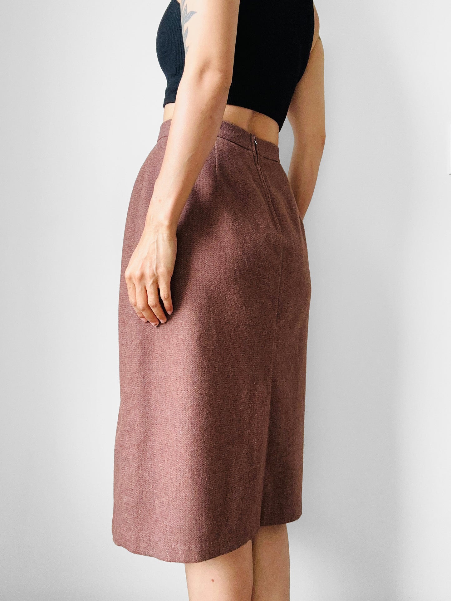 Vintage 1970s - 1980s A-line Inverted Pleat Skirt - Sz. S/M