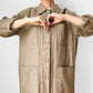 1980s Made in Canada Oatmeal Linen Button-Front Chore Style Shirt - S/M