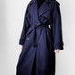 1980s Dark Eggplant Belted Double-Breasted Wool Trench Coat - Sz. S/M/L