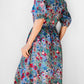 1960s Blue Red Floral Button Front Cotton Dress - Sz. Sm