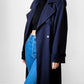 1980s Dark Eggplant Belted Double-Breasted Wool Trench Coat - Sz. S/M/L