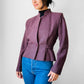 1970s - 1980s Mauve Tweed Tapered Waist Peplum Blazer Jacket - Sz. Sm