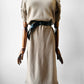 1970s Grey Beige Knit Button Detail Midi-Length Dress - Sz. S/M