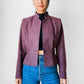 1970s - 1980s Mauve Tweed Tapered Waist Peplum Blazer Jacket - Sz. Sm