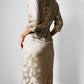 1960s Champagne Floral Shimmery Zip Back Floral Dress - Sz. Sm