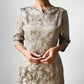 1960s Champagne Floral Shimmery Zip Back Floral Dress - Sz. Sm