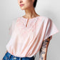 1980s Soft Pink Lightweight Floral Embroidered Scalloped Edge Shirt - M/L