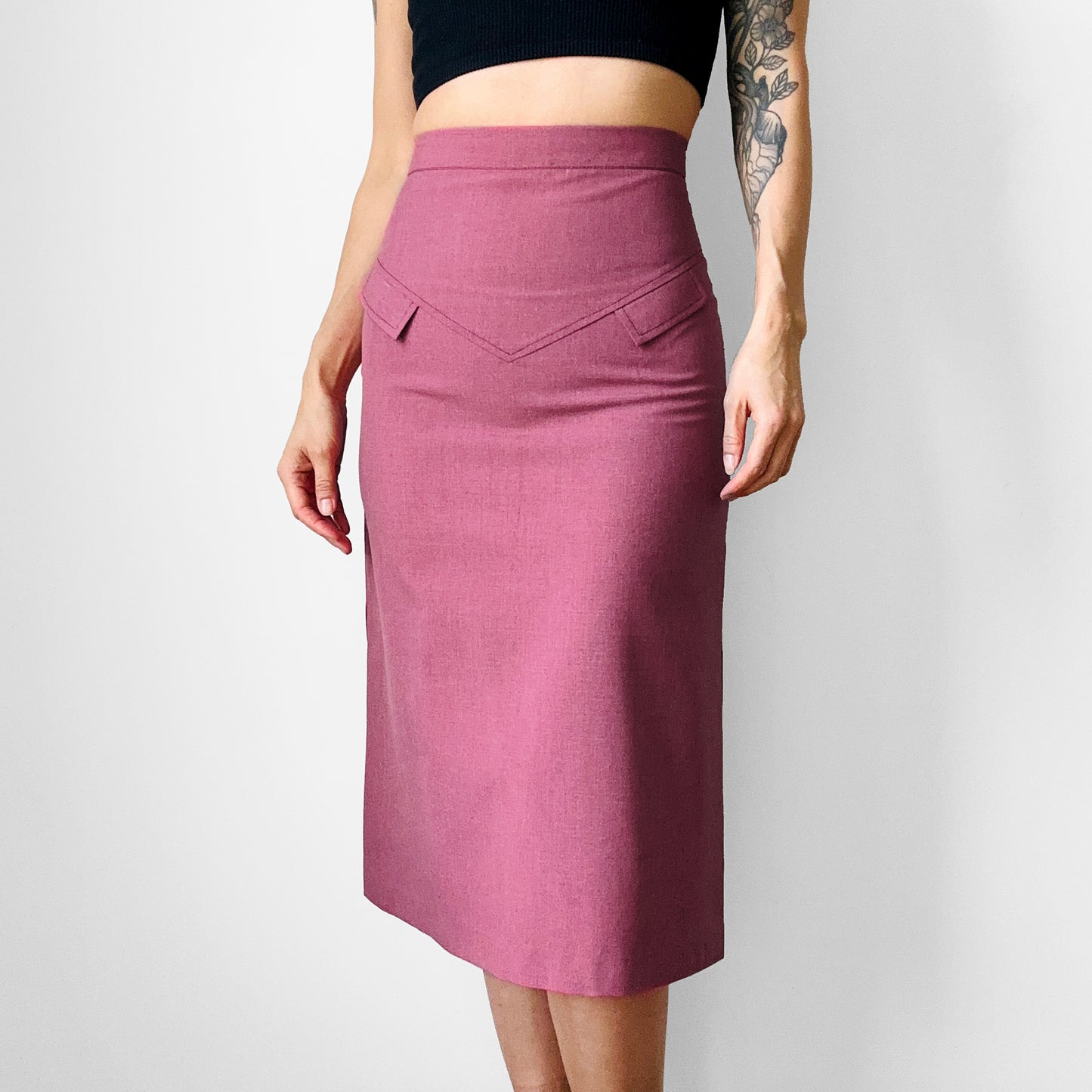 1970s Rose Mauve Aline Lightweight Skirt - Sz. XXS / XS