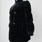 1970s Black Faux Fur Toggle Button Puff Sleeve Jacket - Sz. Sm