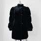 1970s Black Faux Fur Toggle Button Puff Sleeve Jacket - Sz. Sm