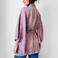 1980s Mauve Floral Silk Haori Kimono Jacket - O/S