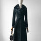 1970s Black Suede Belted Trench coat with Fur Collar and Quilted Lining - Sz. XXS/XS