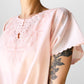 1980s Soft Pink Lightweight Floral Embroidered Scalloped Edge Shirt - M/L