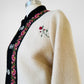 1960s Off White Embroidered Edge Hand Mended Norway Wool Jacket - Sz. XS / S