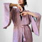 1980s Mauve Floral Silk Haori Kimono Jacket - O/S