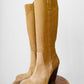 Y2K Tan NATURALIZER Wood-Heeled Suede Leather Knee-High Boots