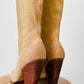 Y2K Tan NATURALIZER Wood-Heeled Suede Leather Knee-High Boots