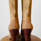 Y2K Tan NATURALIZER Wood-Heeled Suede Leather Knee-High Boots