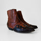 1990s Brown and Black Decorative Western Ankle Boot  - Sz. 6.5 - 7