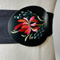 1960s Hand-Painted Floral Wide Elastic Belt with Oval Buckle - Sz. M/L
