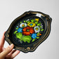 1950s Mid-Century Hand-Painted Floral Toleware Metal Tray