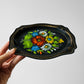 1950s Mid-Century Hand-Painted Floral Toleware Metal Tray