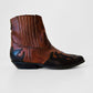 1990s Brown and Black Decorative Western Ankle Boot  - Sz. 6.5 - 7