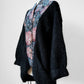 1980s Black Floral Tapestry Relaxed Fit Mohair Knit Cardigan Sweater