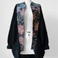 1980s Black Floral Tapestry Relaxed Fit Mohair Knit Cardigan Sweater