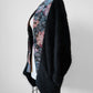 1980s Black Floral Tapestry Relaxed Fit Mohair Knit Cardigan Sweater