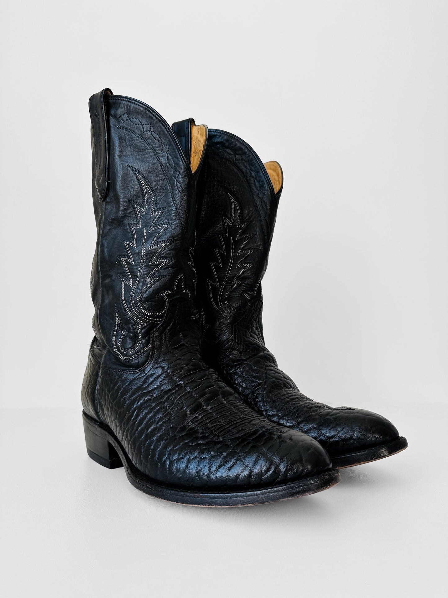 1970s Black Western Leather Cowboy Boots