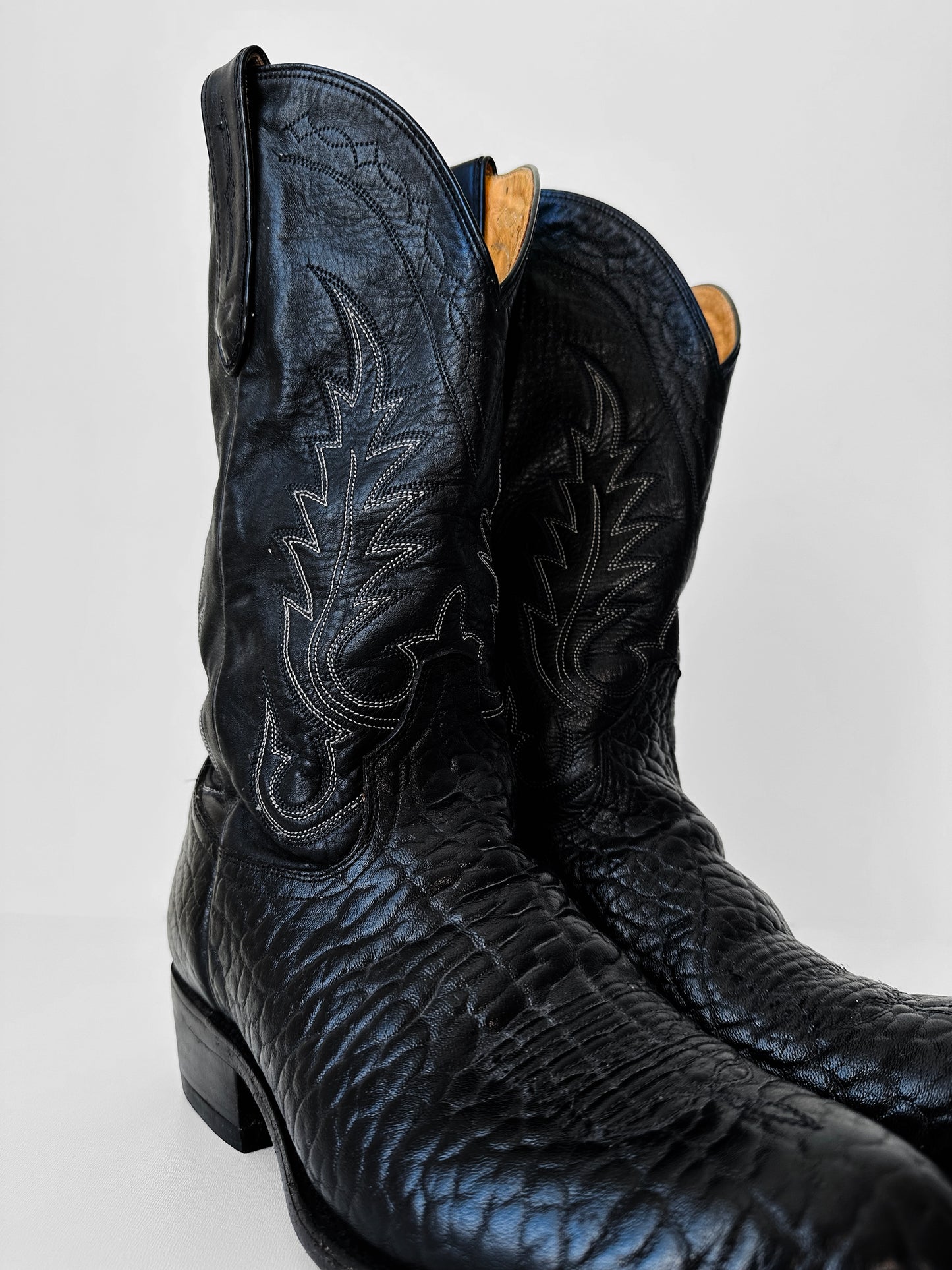 1970s Black Western Leather Cowboy Boots