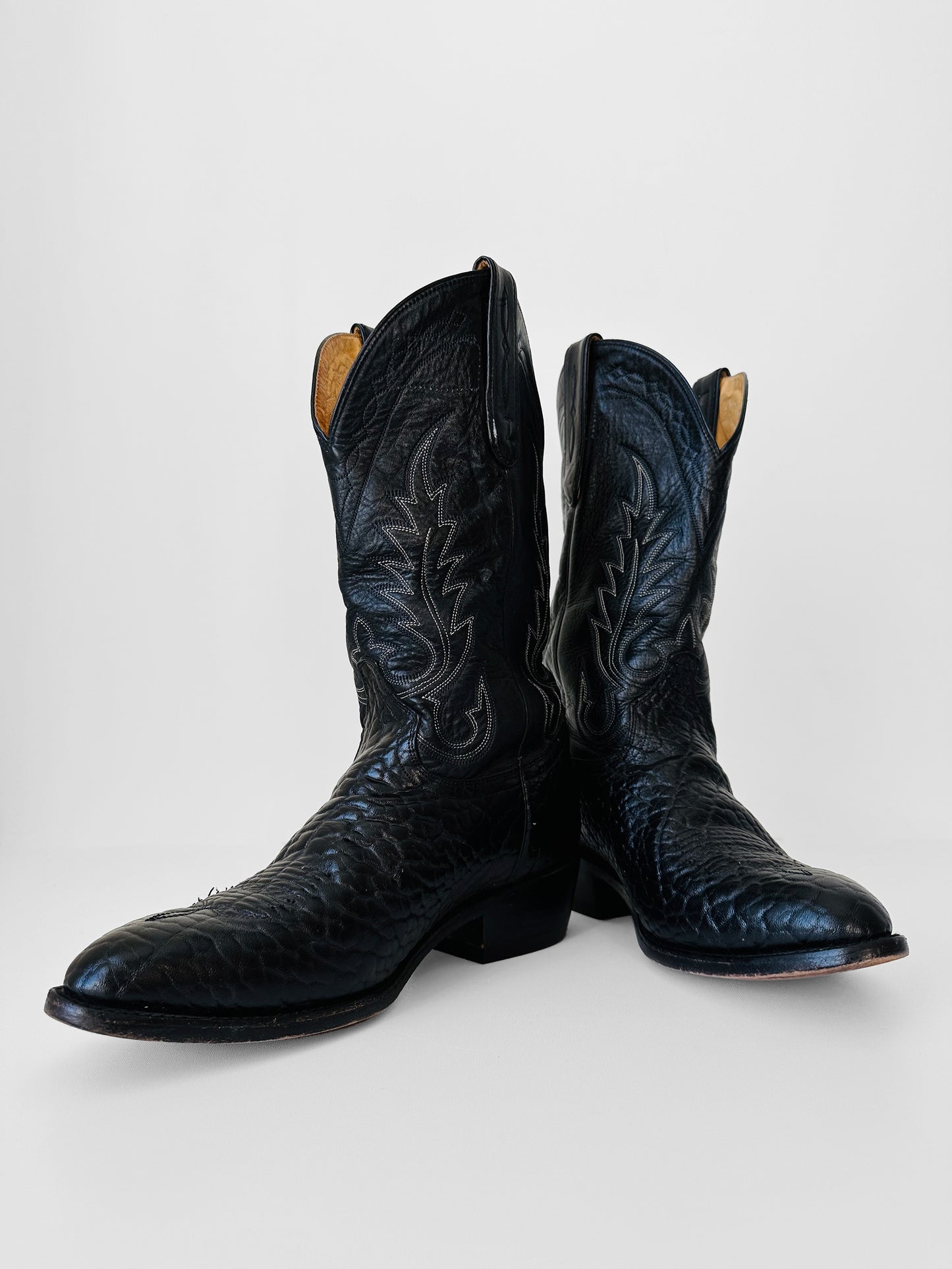 1970s Black Western Leather Cowboy Boots