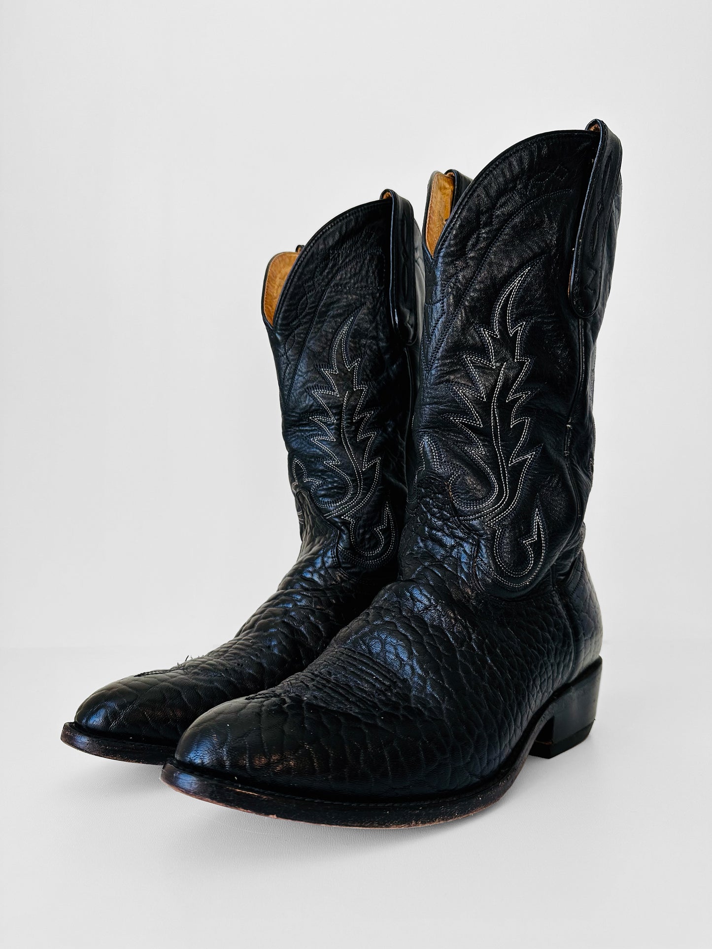 1970s Black Western Leather Cowboy Boots