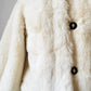 1980s Cream Faux Fur Crop A-line Bell-Sleeve Lined Jacket - Sz. XS / S