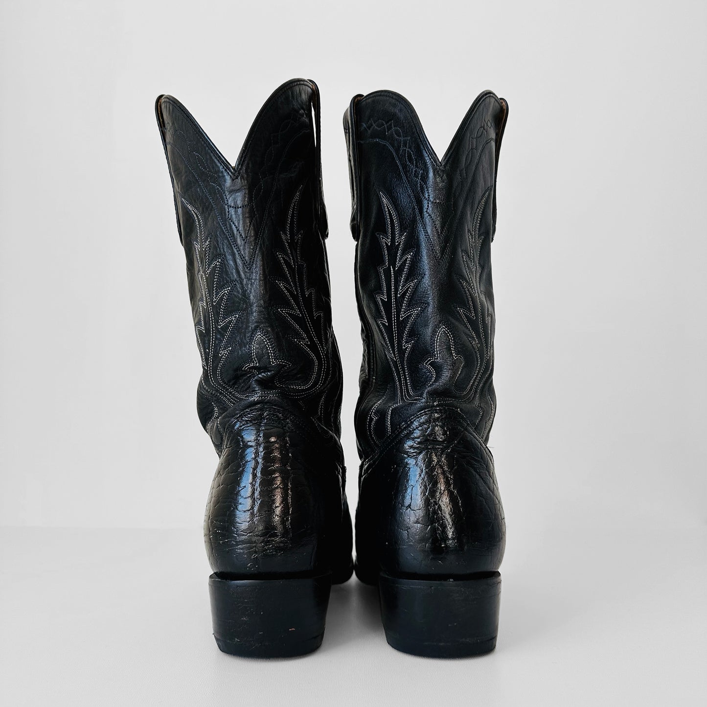 1970s Black Western Leather Cowboy Boots