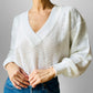 1980s White Lightweight V-Neck Made in Italy Soft Spun Knit Sweater Top - S/M