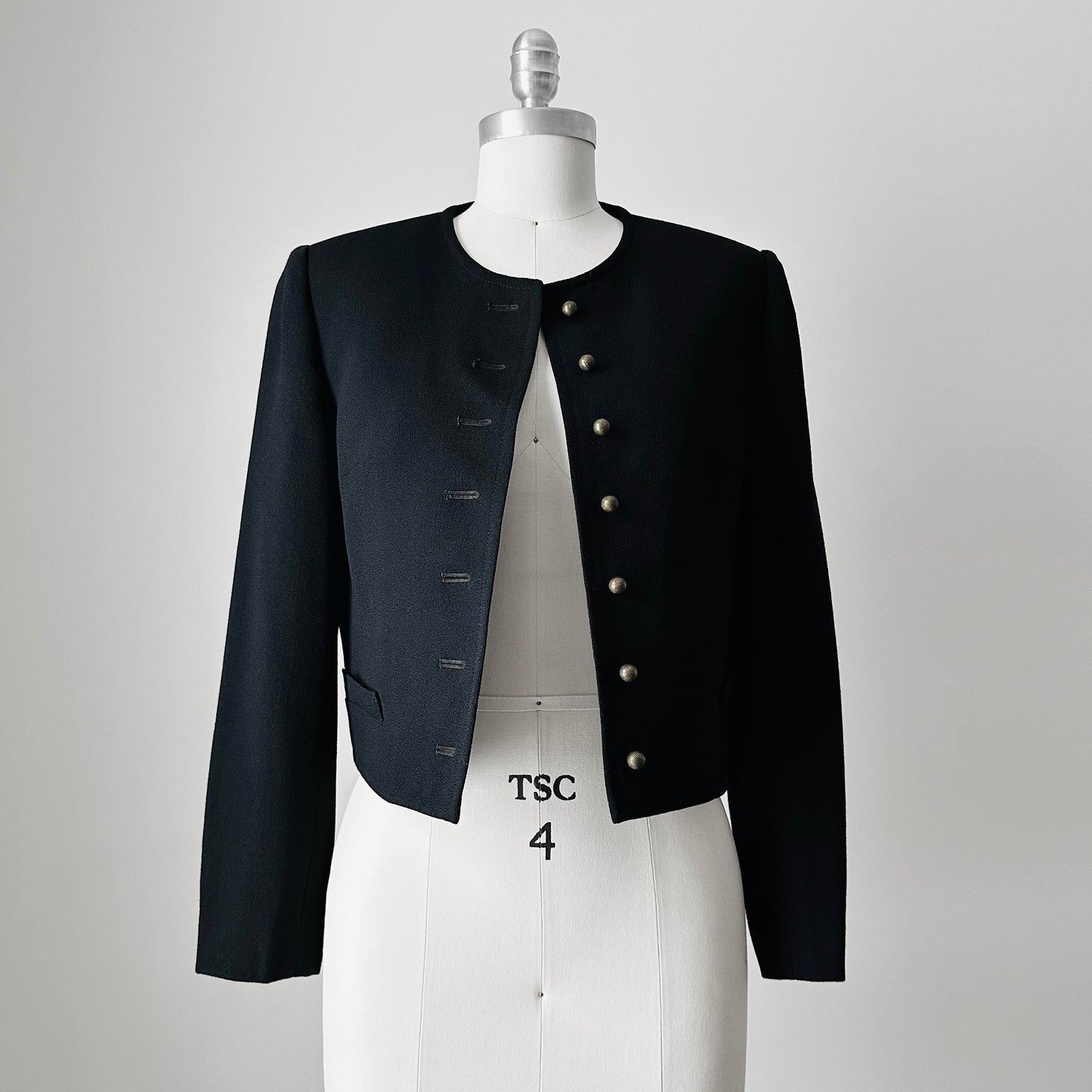 1990s Black Short Waisted Jacket- Sz. XS