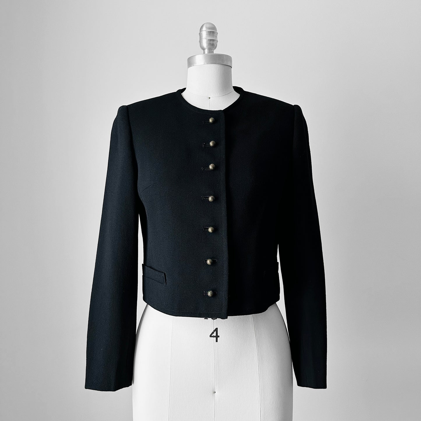 1990s Black Short Waisted Jacket- Sz. XS