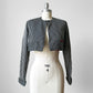 1960s Black and White Stripe Crop Tuxedo Bolero Jacket - Sz. Small